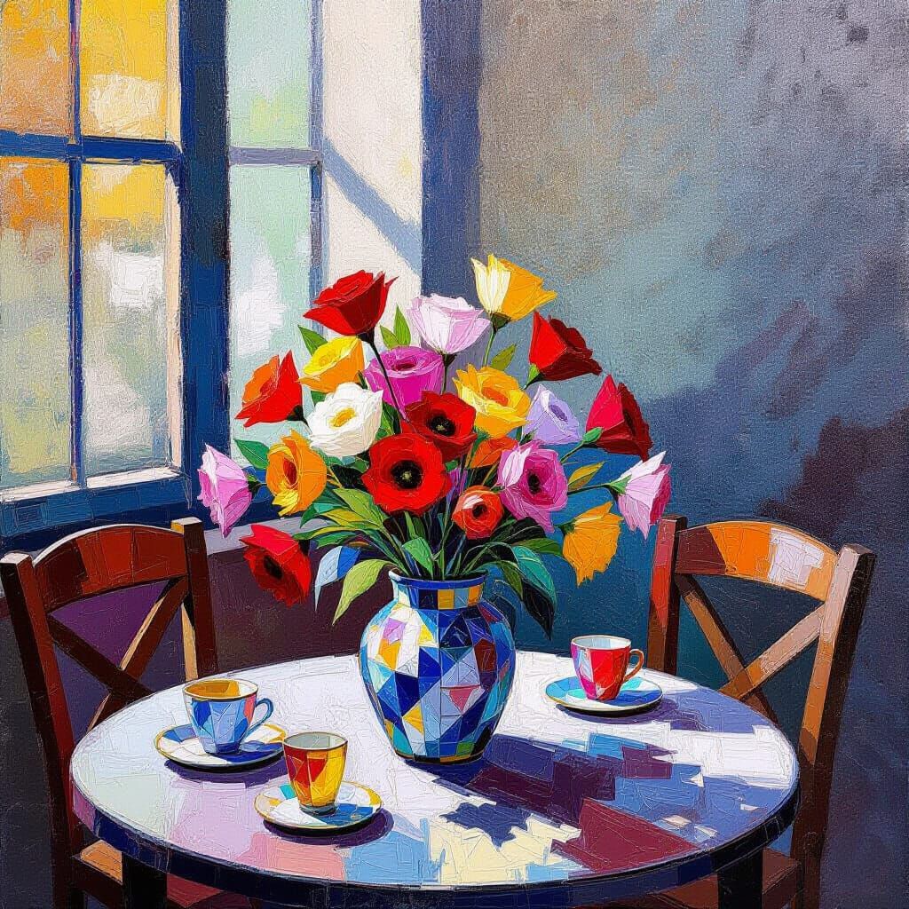 Geometric Patterns in Vibrant Neo-Impressionist Style