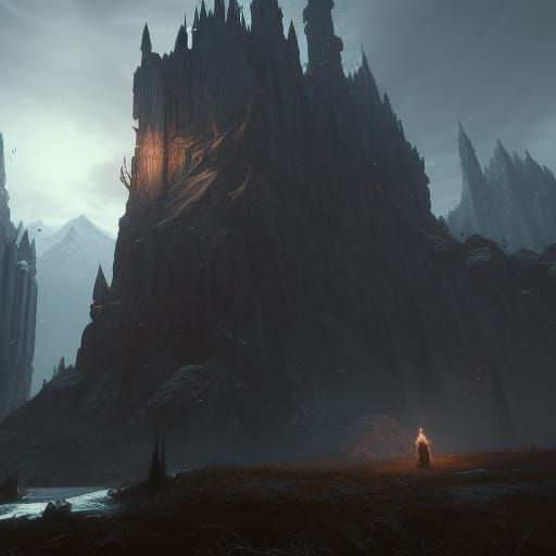 Hyperdetailed Skyrim Landscape in Dark Fantasy Style