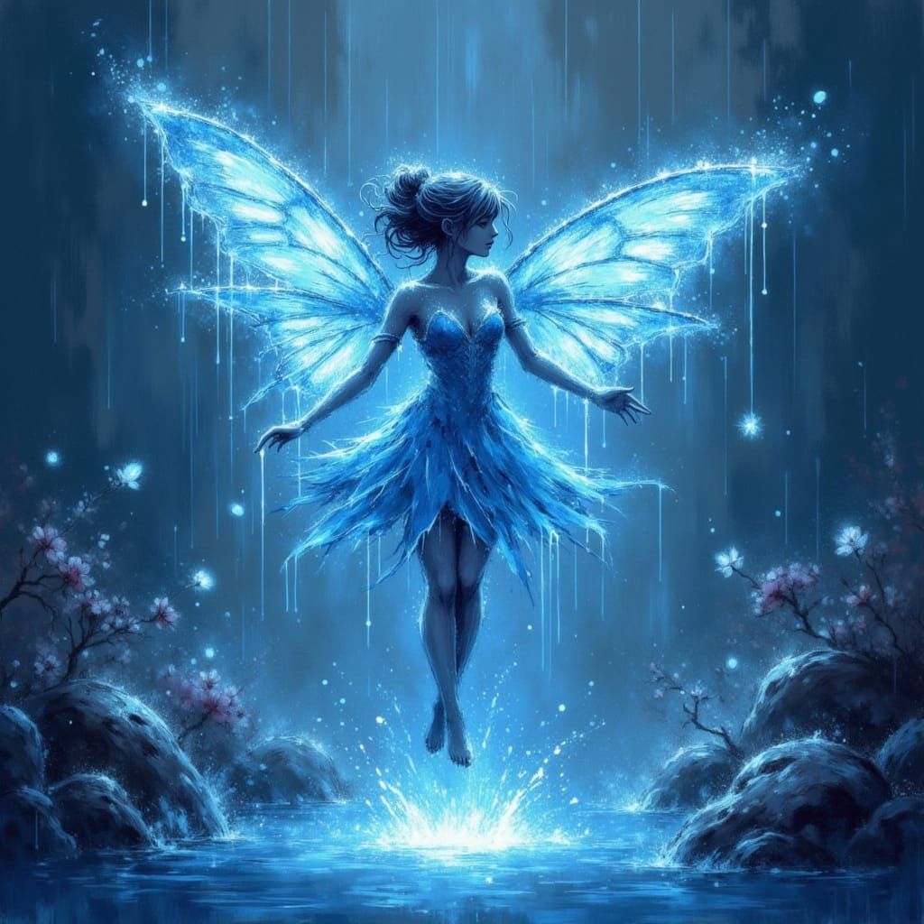 Bioluminescent Water Fairy in Dreamlike Digital Art