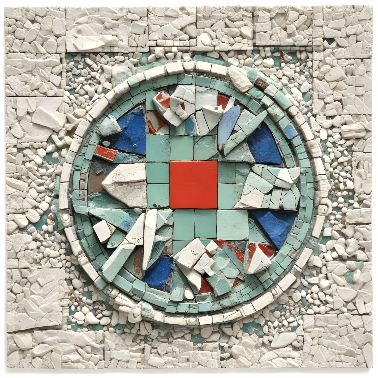 Abstract Mosaic Relief in Earthy Tones