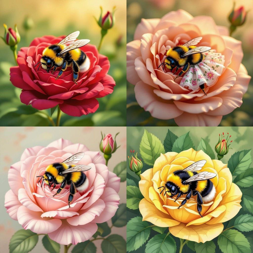 Bumblebee Resting on a Rose