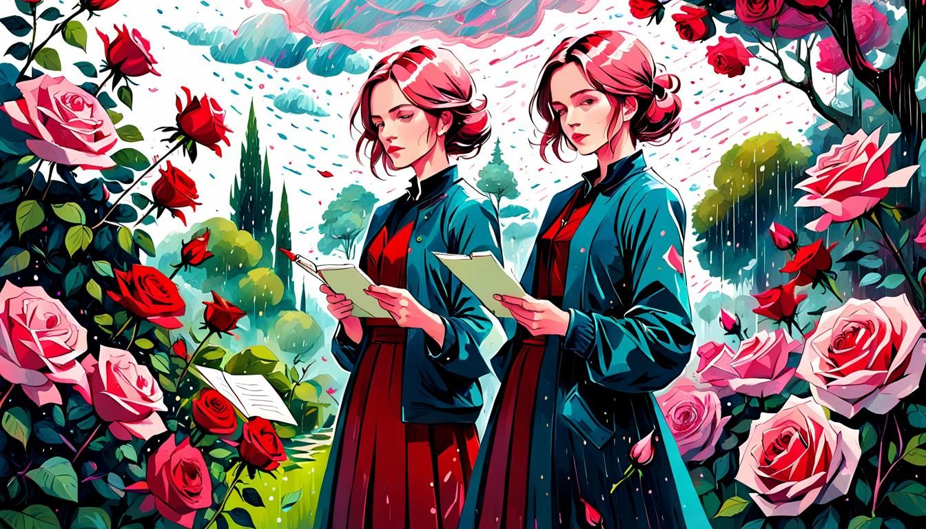 Charlotte Brontë in a Cosmic Rose Garden