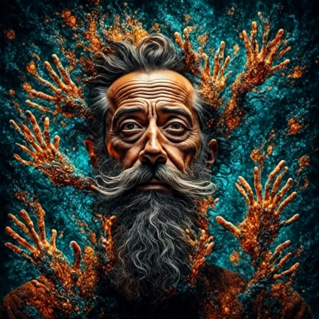 Surreal Finger Beard in Dadaist Oil Painting Style