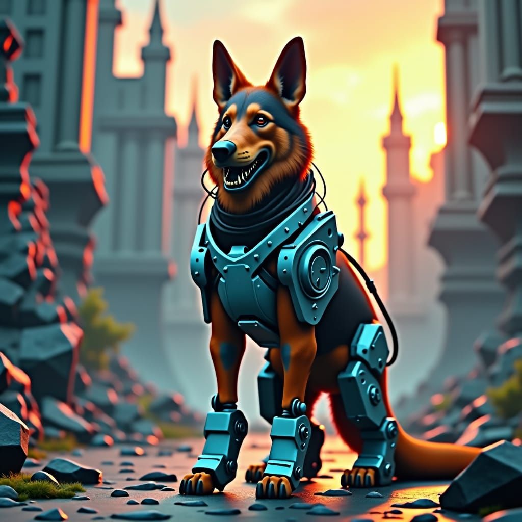 Animatronic Behemoth Devouring Crumbling World in Matte Pain...