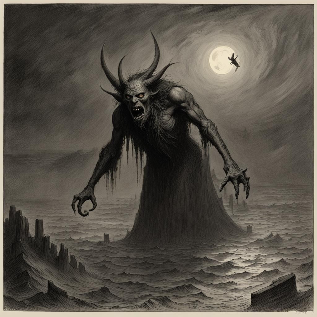 Dover Demon in Horror Style