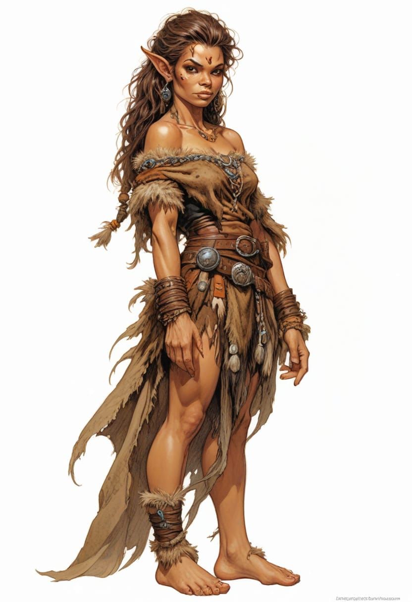 Cavewoman Gnome in Heroic Fantasy Style