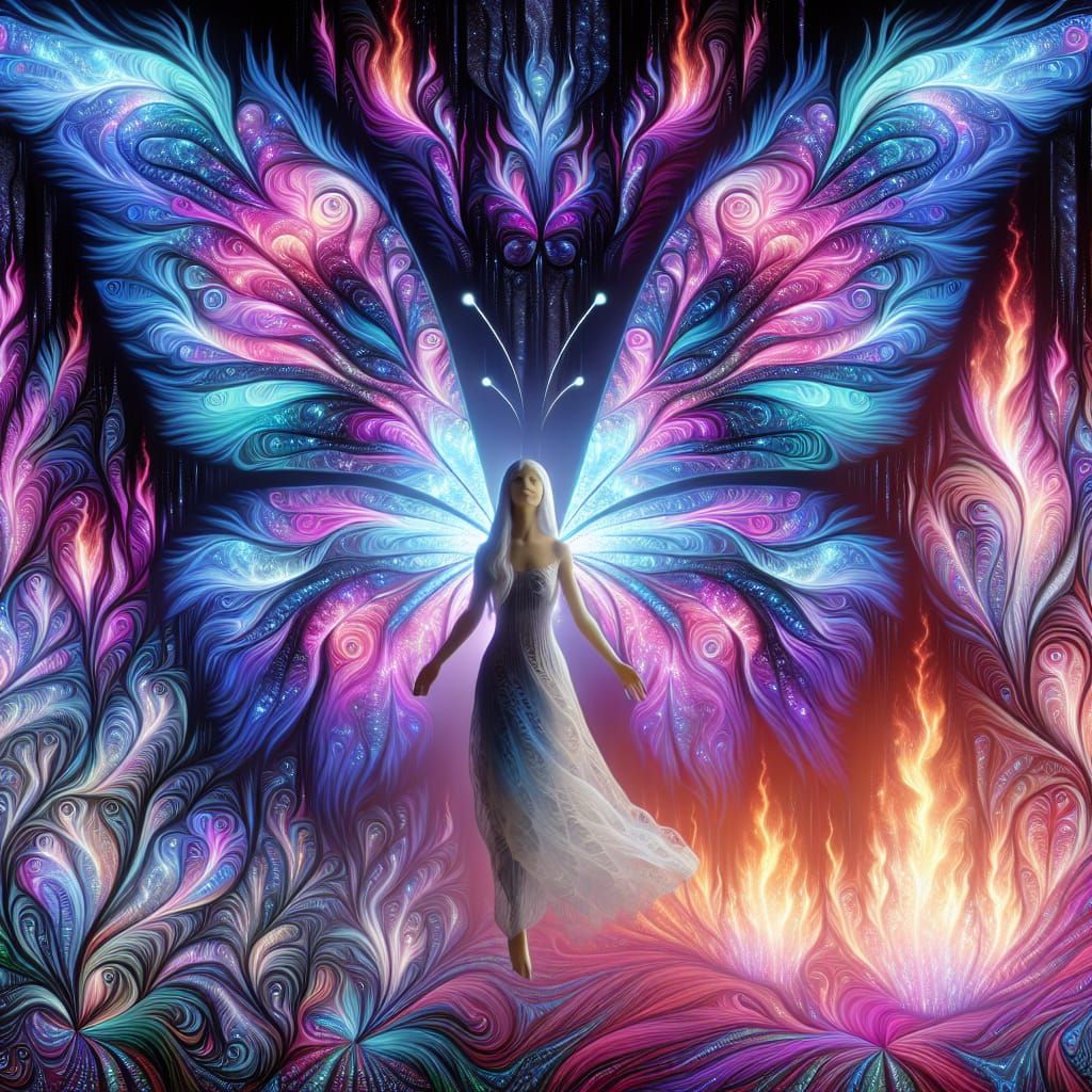 Luminescent Fairy with Fractal Flames in 3D Shading