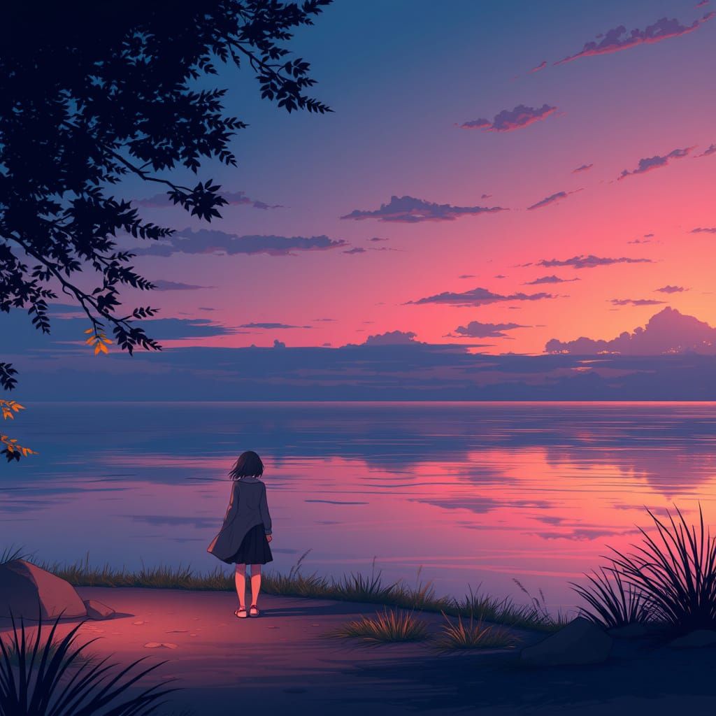 Surreal Anime Scene in Cinematic Style