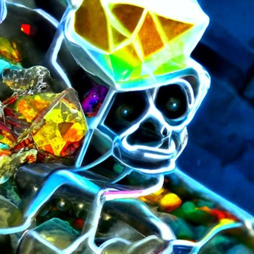 Bejeweled Rocks on Skeleton Miner: Cosmic Illustration