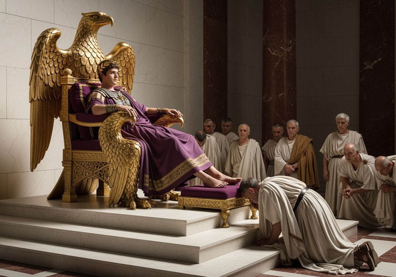 Emperor Nero on Eagle Throne in Palace Throne Room