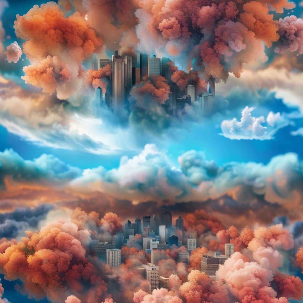 Ethereal Floating City in Rococo Style