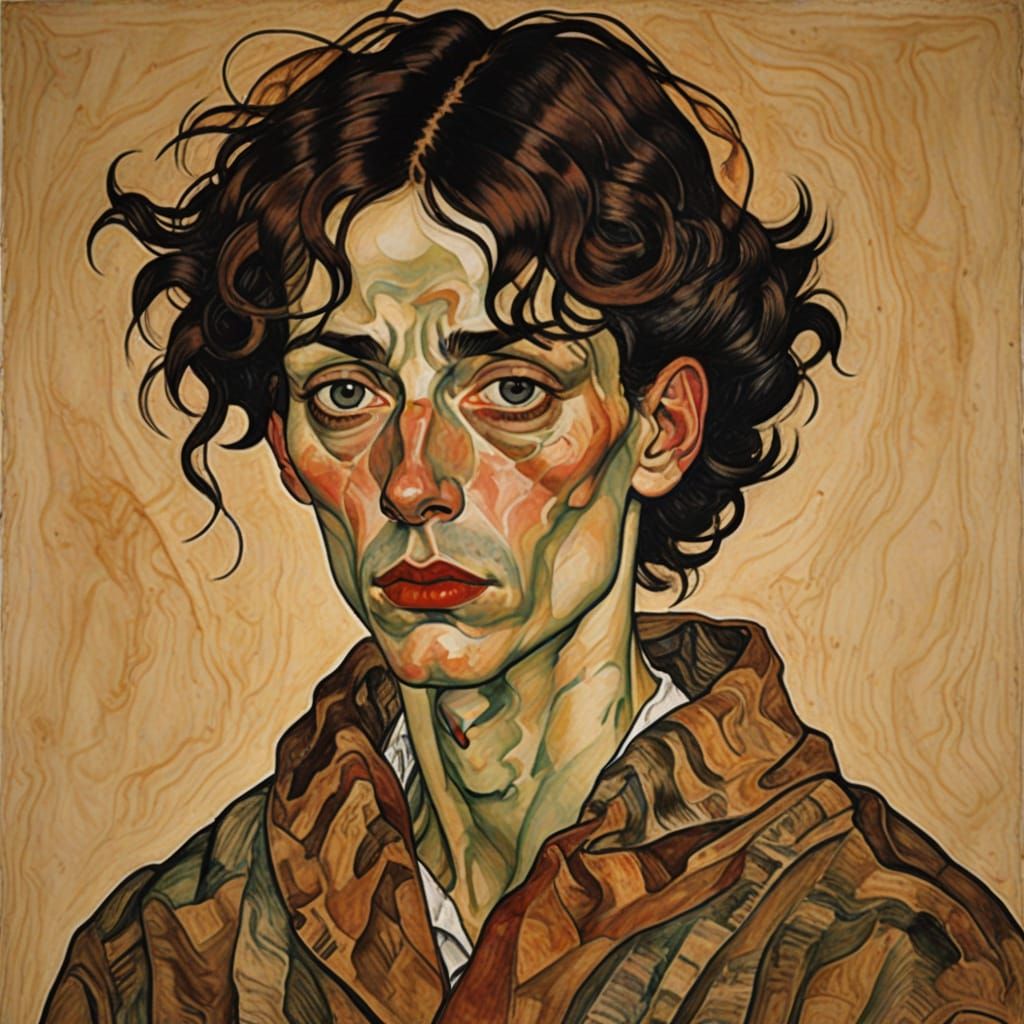 Expressionist Portrait Inspired by Schiele and Modigliani
