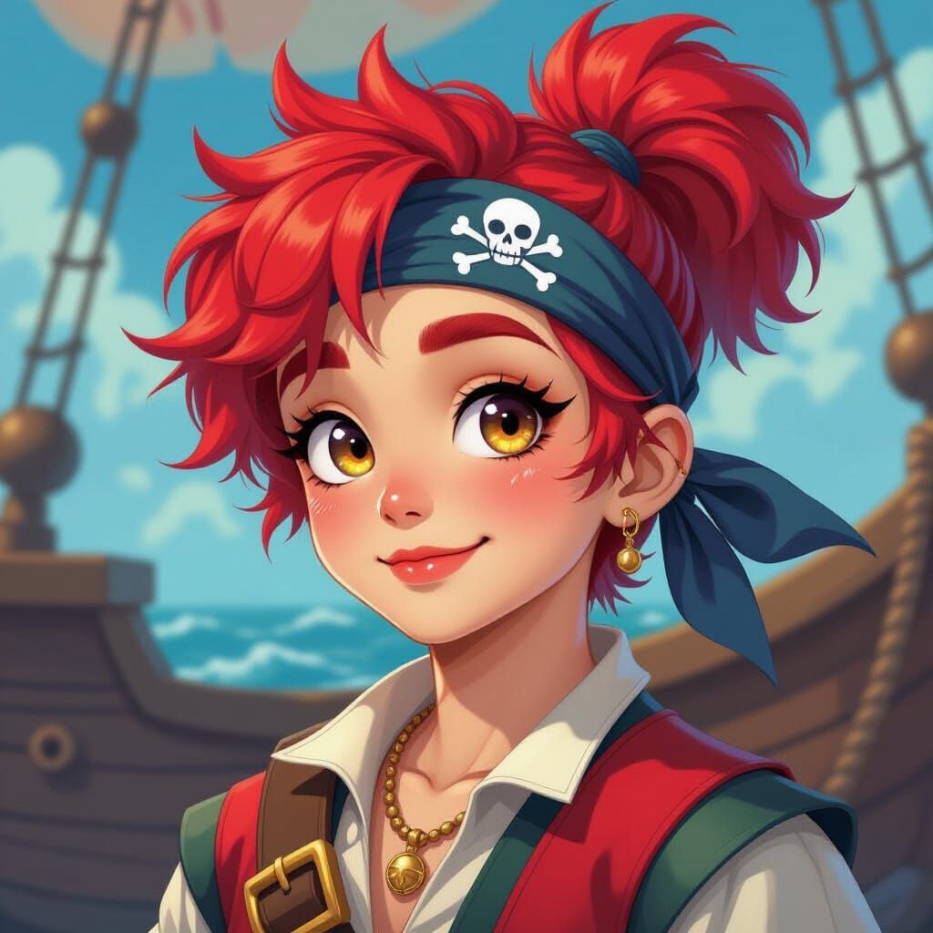 Cheerful Pirate Portrait in Pop Surrealist Style