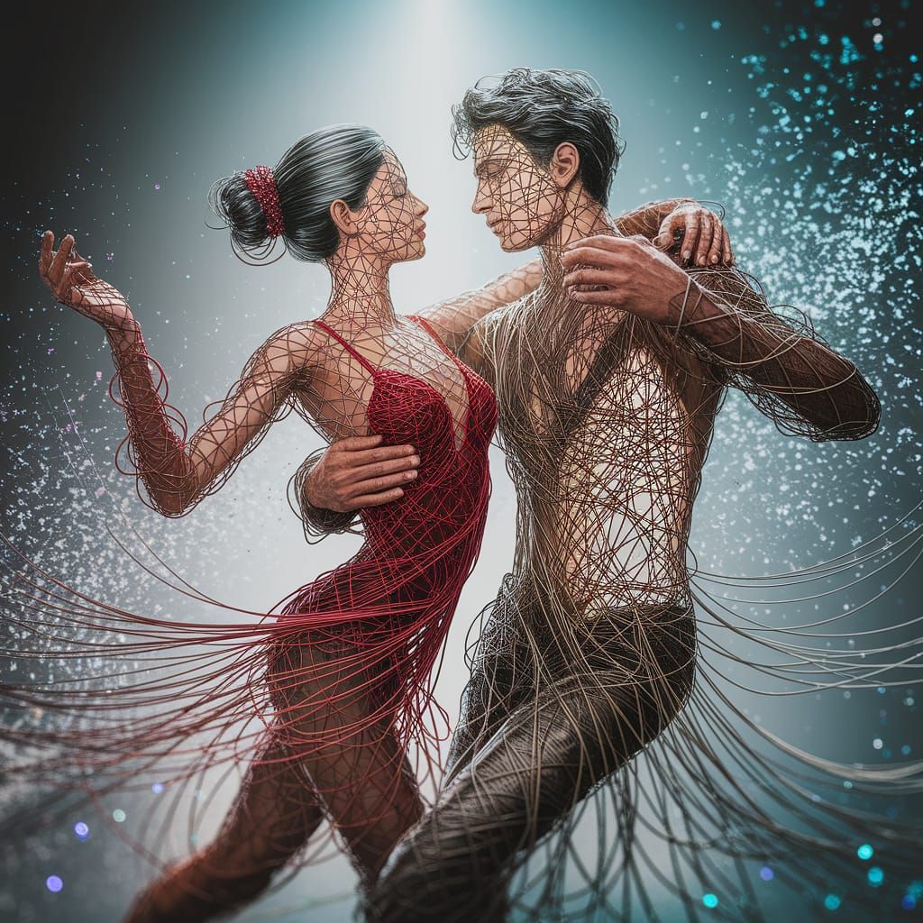 Wire Dancers in Motion: Glittering Mosaic Dance