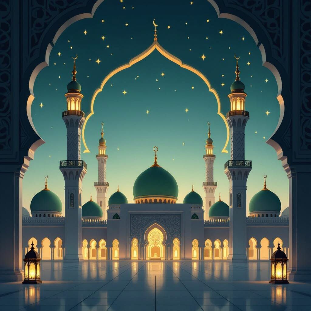 Elegant Islamic Frame with Golden Geometric Patterns