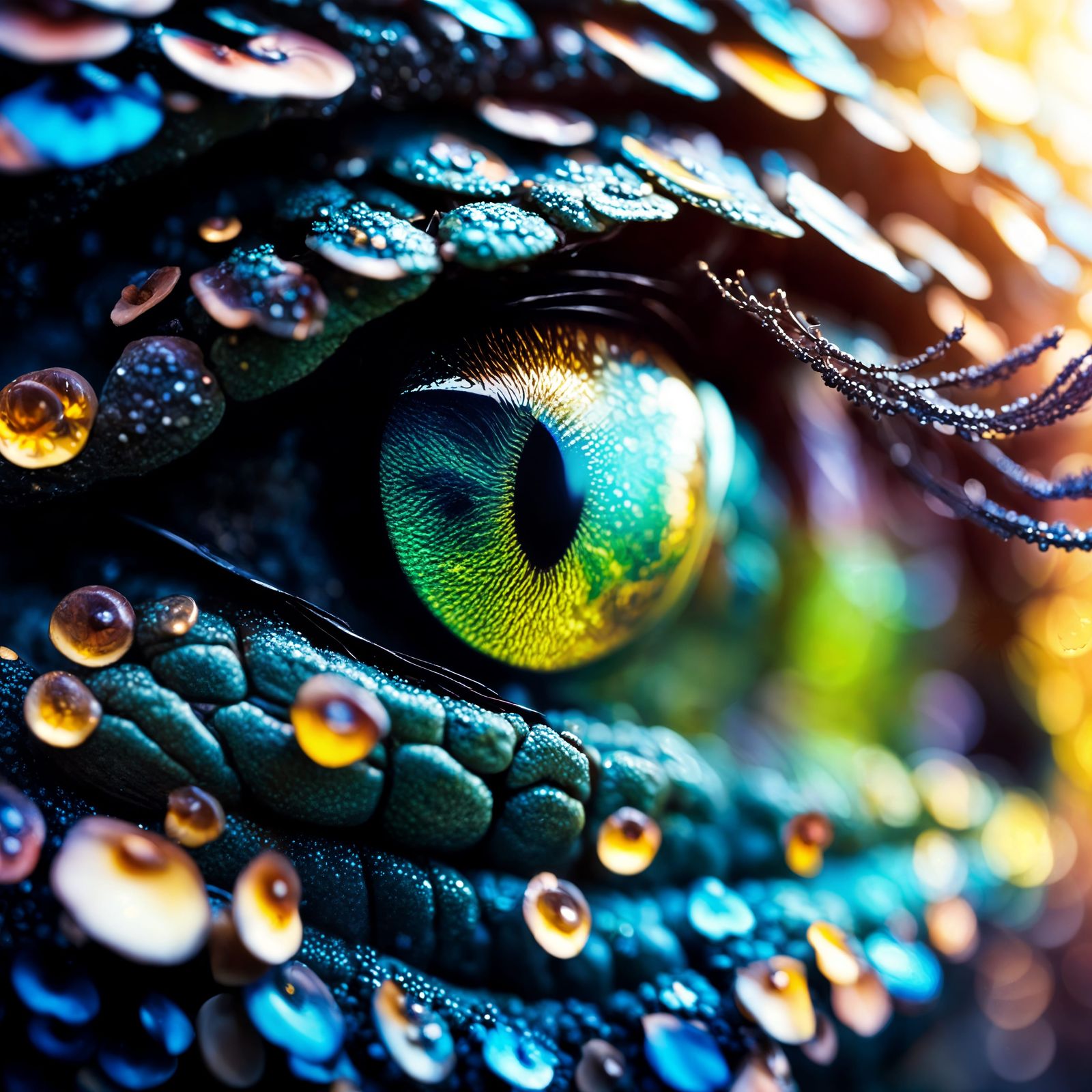 Macro Eye of Chameleon in Detailed Photography