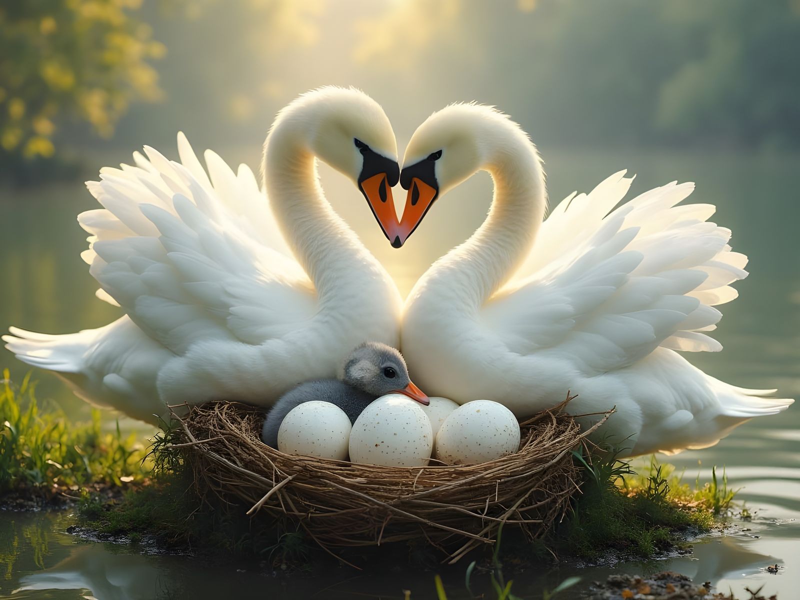 Regal Swan Family Embracing New Life