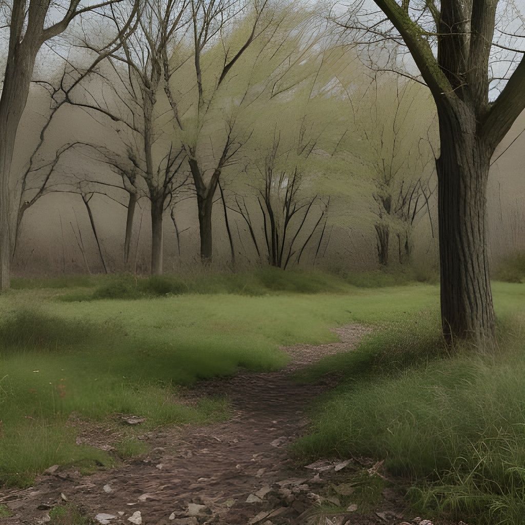 Barren Wasteland Landscape with Distant Trees