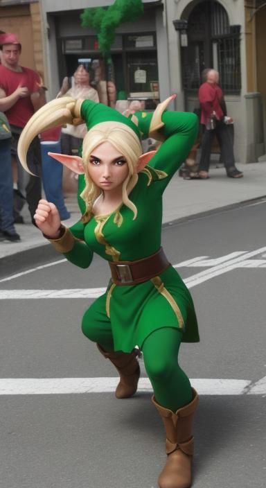 Elf Street Fighter in Comic Book Style