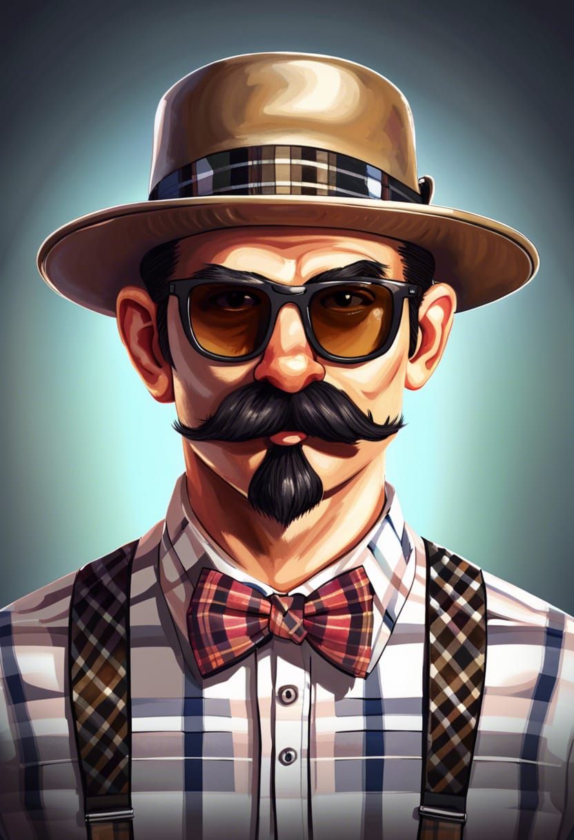 Ominous Hipster Portrait in Gouache Style