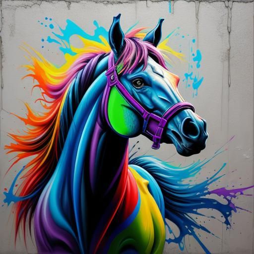 Majestic Horse in Graffiti Splash Art Style