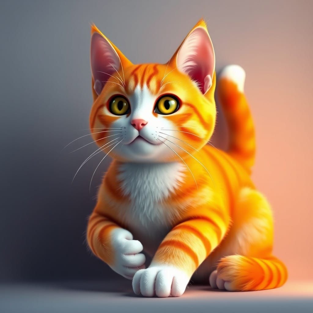 Elegant Orange Tabby Cat with Hyper-Realistic Details