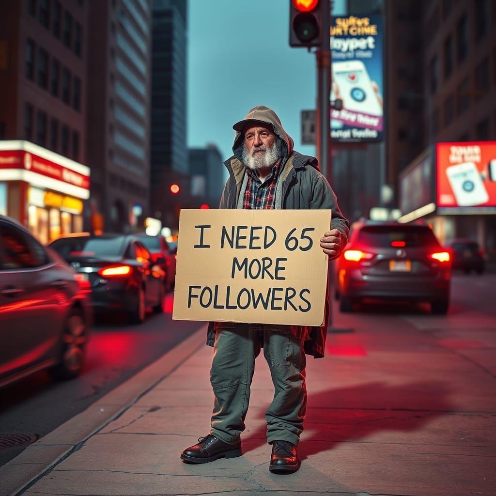 Homeless Man's Plea: I Need 65 More Followers