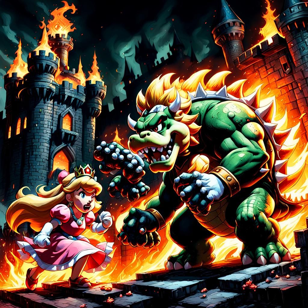 Mario and Peach Versus Bowser: Comic Book Battle