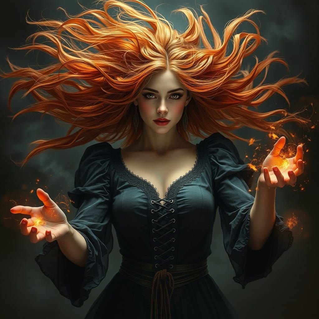 Woman Unleashes Ancient Mystical Powers in a Dramatic Oil Pa...