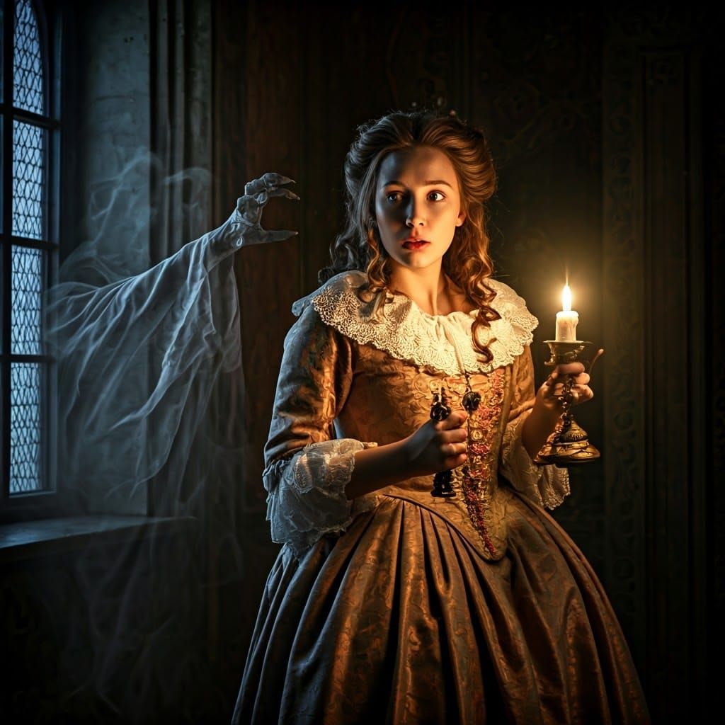 Baroque Horror: Innocent Maiden Confronts Ethereal Terror