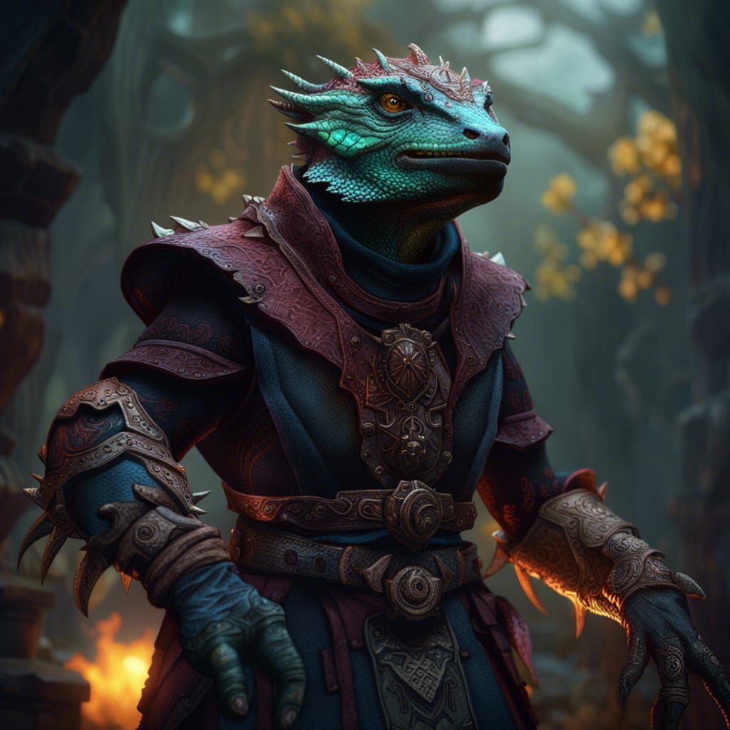 Lizardfolk Warlock Fantasy Concept Art