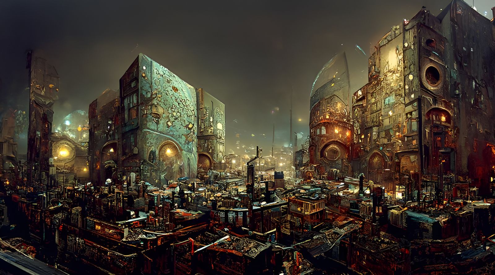 Post-Apocalyptic Marseille Panorama in Dystopian Style