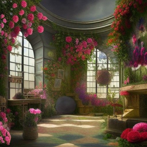 Angels in a Flower Factory: Matte Painting