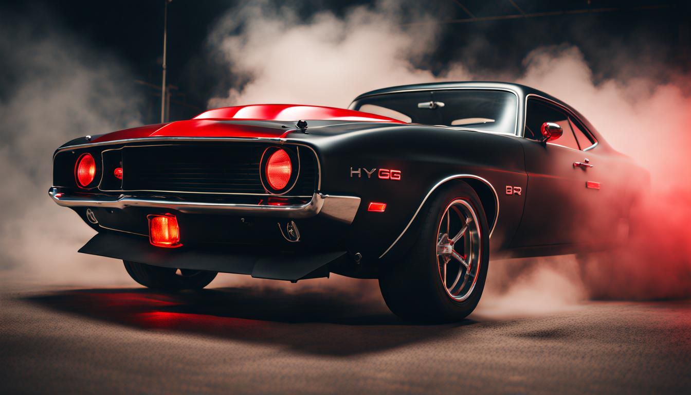 Matte Black Muscle Car Drifting in Slow Motion