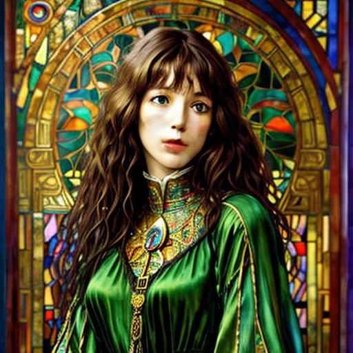 Art Nouveau Portrait of Older Woman in Klimt Style