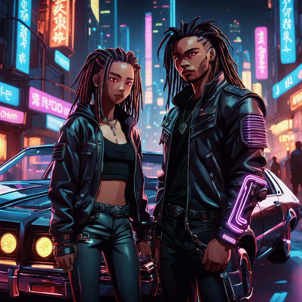 Cyberpunk Anime Vision of Luxury Ride