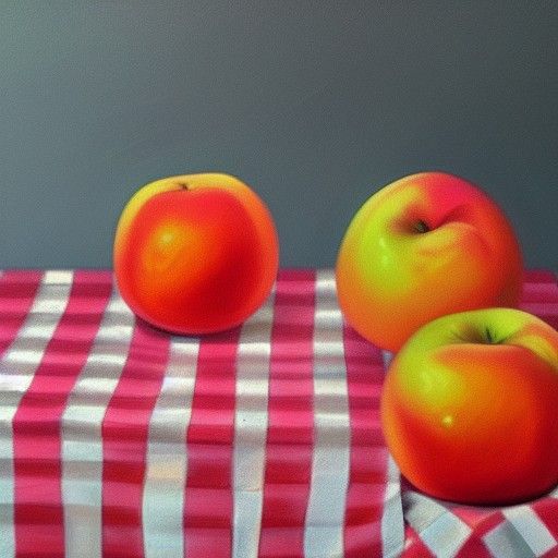Hyperdetailed Fruit Still Life on Checkered Table