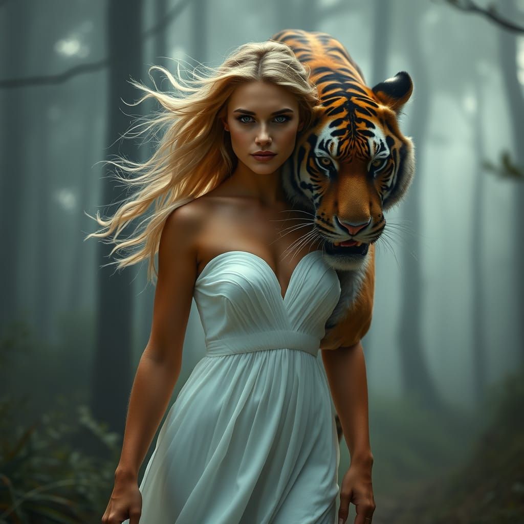 Golden Goddess Transforms into a Majestic Tiger