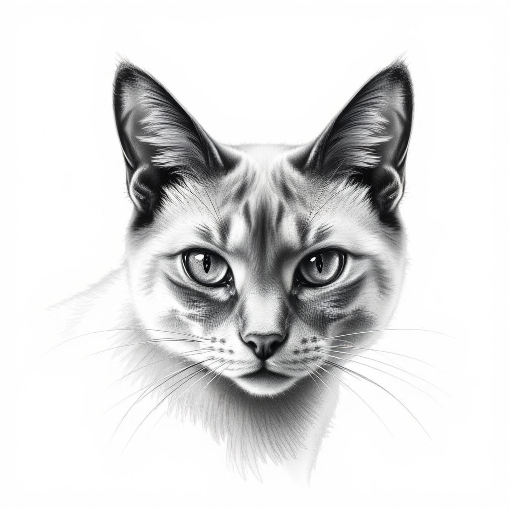 Spooky Siamese Cat Portrait in Mandelbrot Style