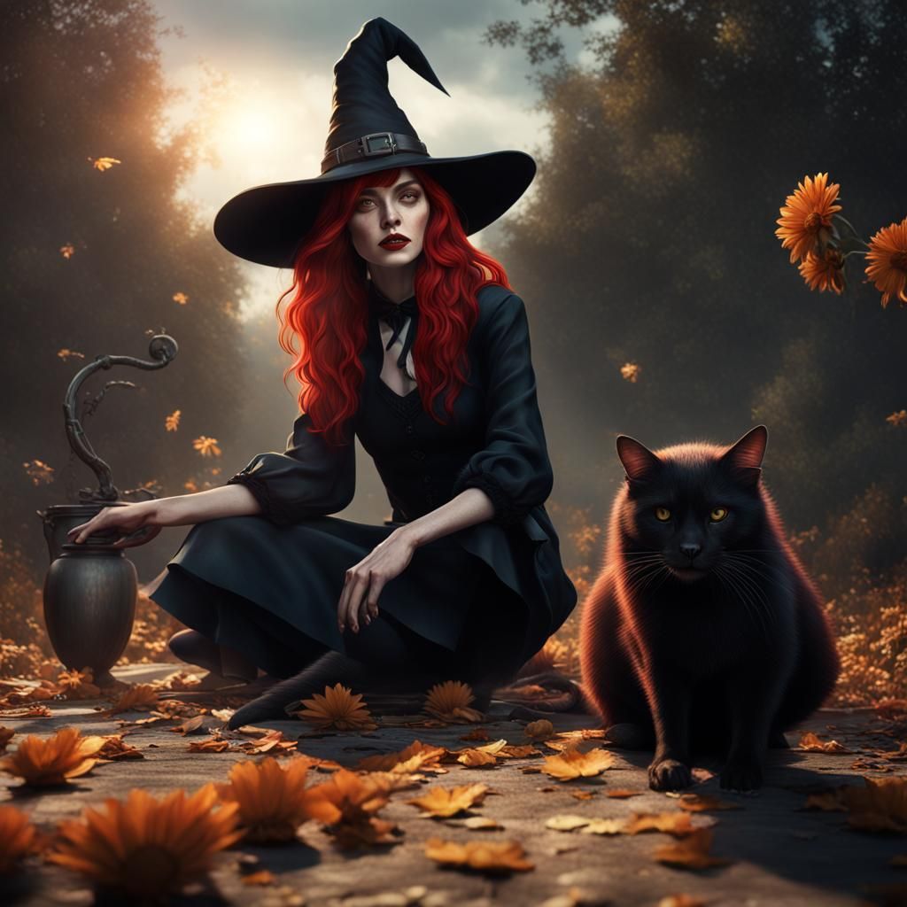 Witch and the black cat