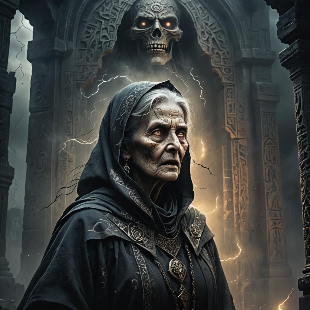 Mystical Dark Fantasy Temple Illustration