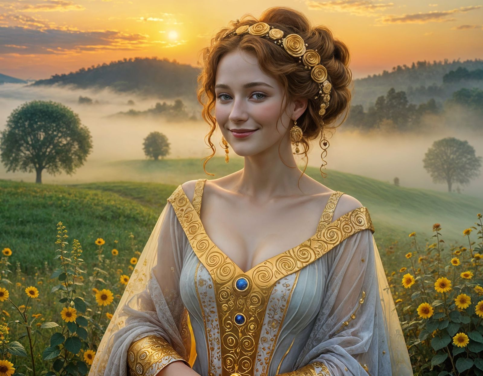 Lady in Morning Mist, Remembering Love, Klimt Style