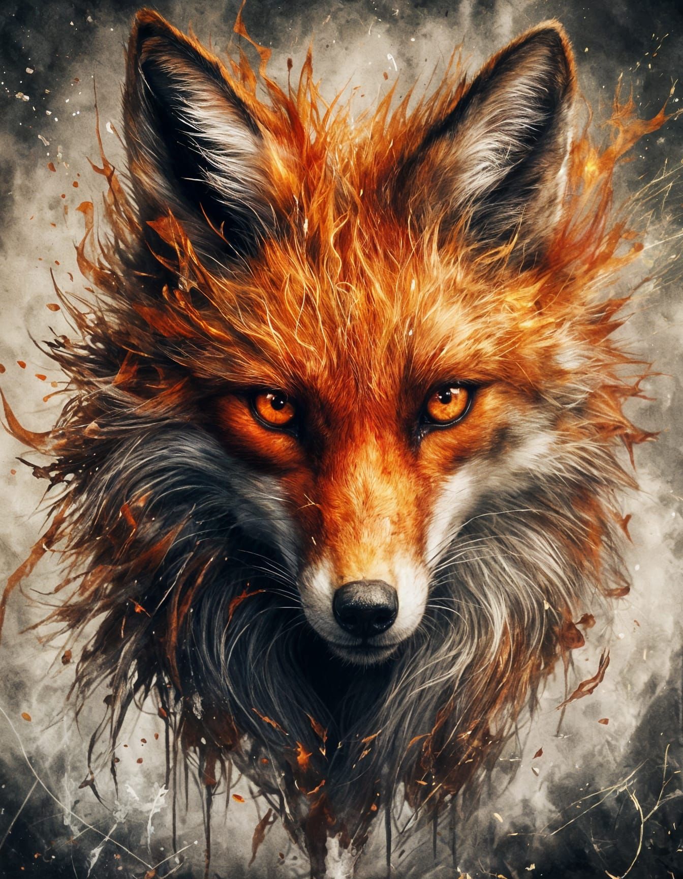 Fiery Vermillion Fox Under the Night Sky