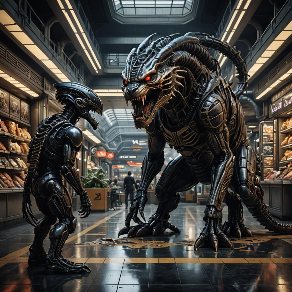 Xenomorph Draws Tiger Duck: Detailed Matte Painting