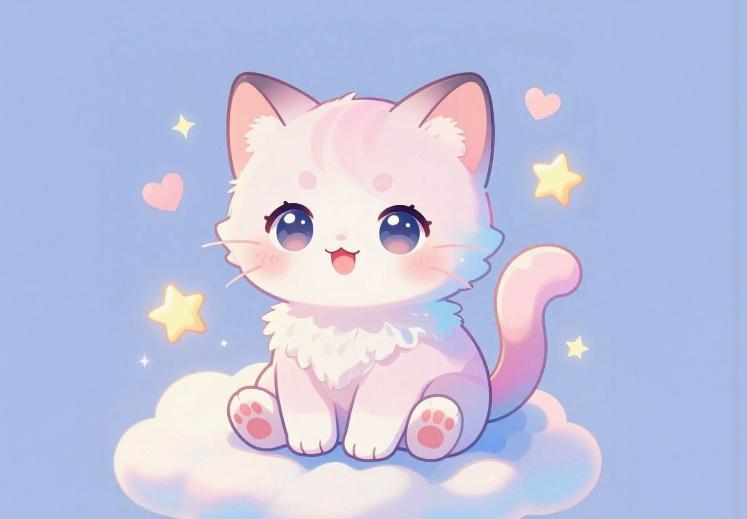 Kawaii Pastel Anime Kitten in Full HD