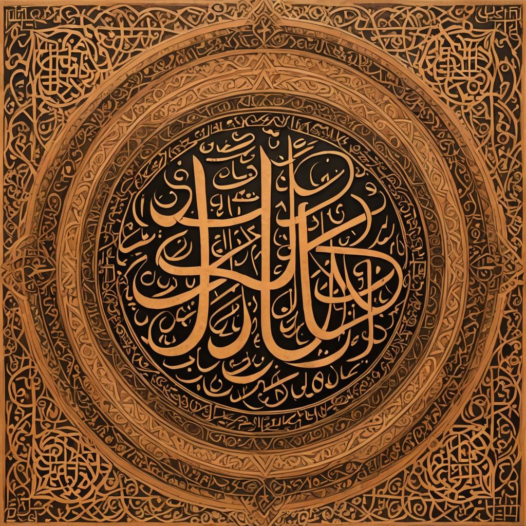 Ornate Arabic Calligraphy in Earth Tones