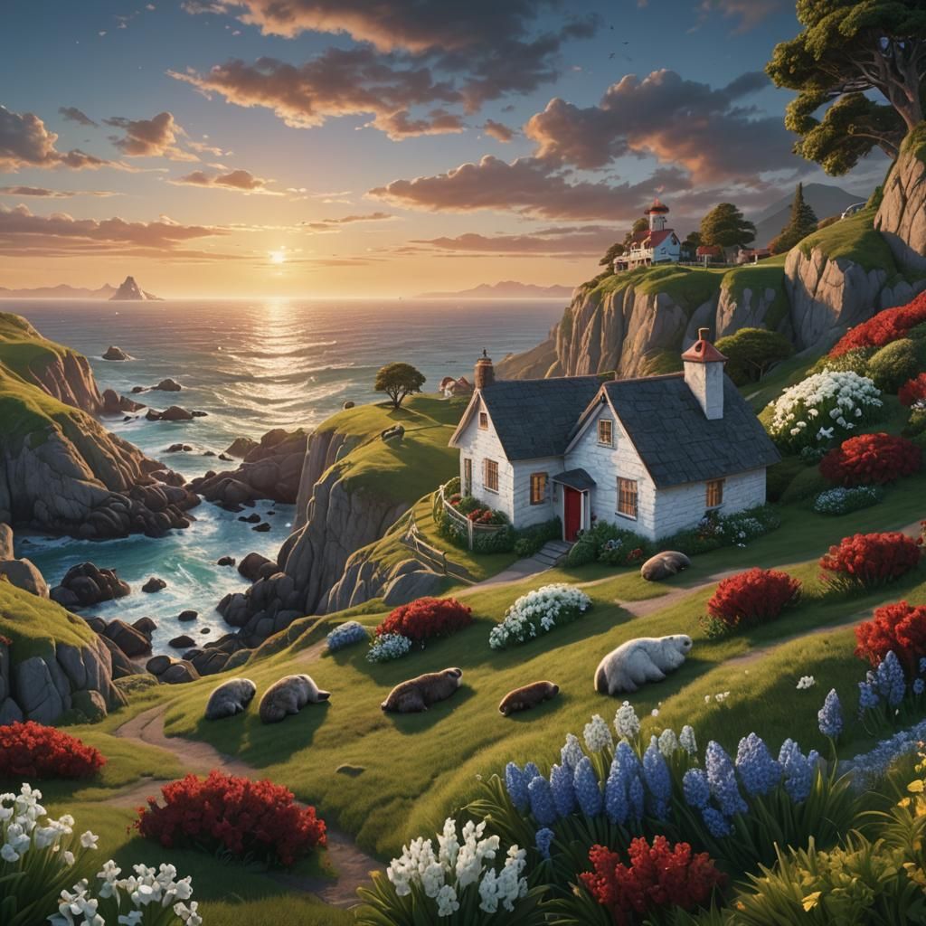 Jesus Praying in Garden at Sunrise: Detailed Matte Painting