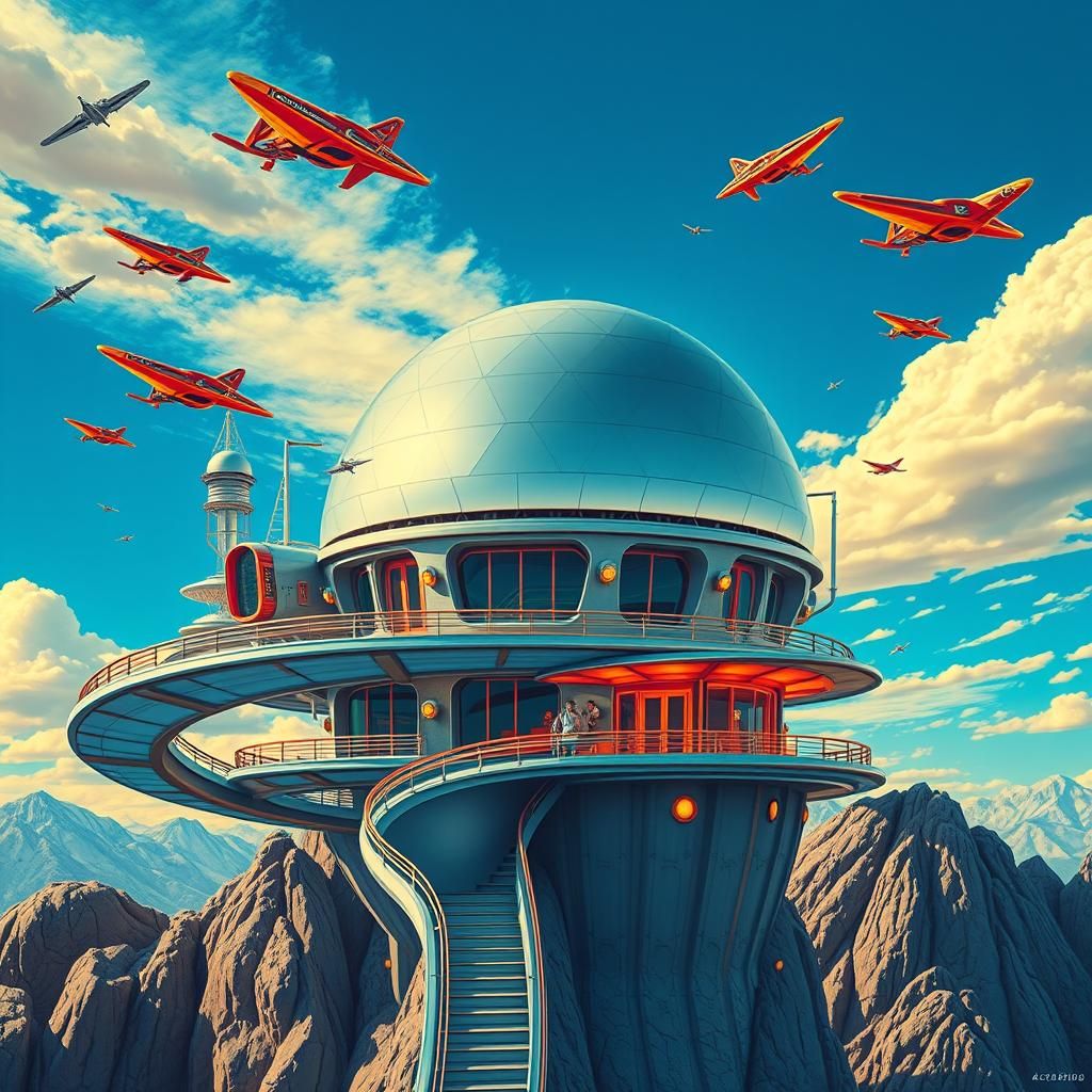 Futuristic Retro House with Art Deco Elements