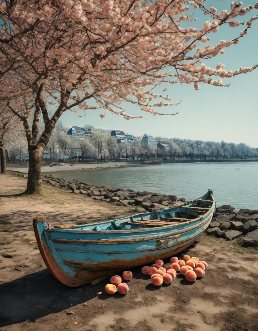 Resting Ship with Peaches: Spring Shelter in Filigree