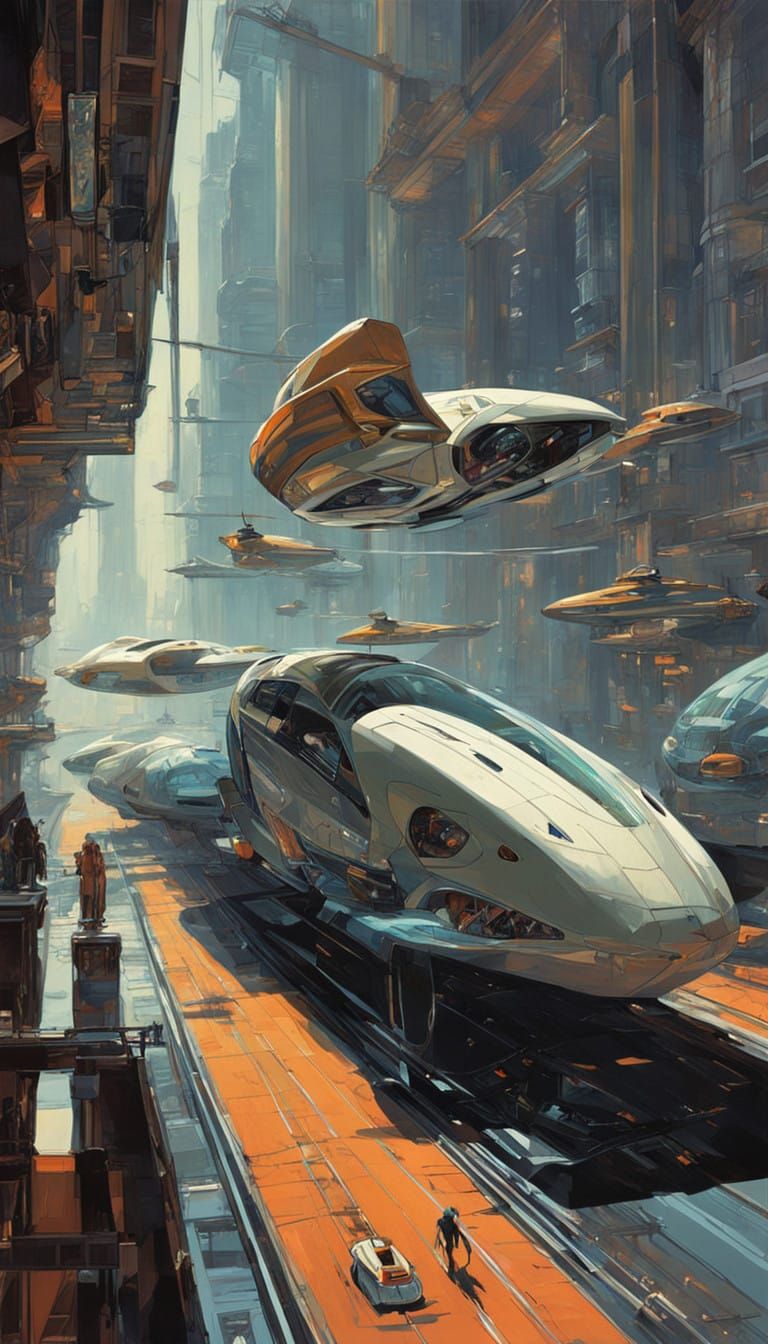 Retro-Futuristic Metropolises with Chromatic Skyscrapers and...